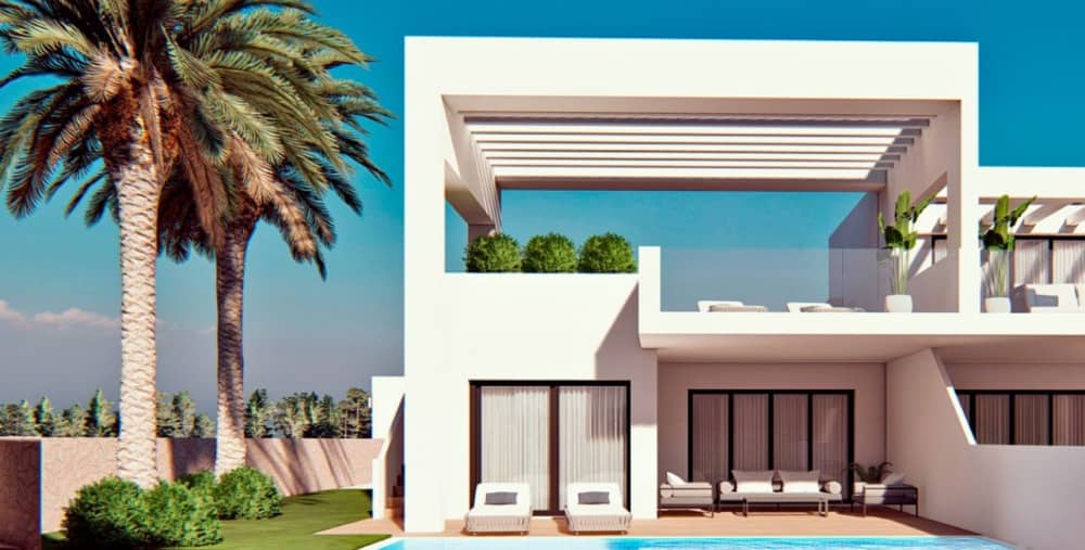 Reihenhäuser, Doppelhaushälften und Wohnungen mit privatem Pool und Meerblick in Finestrat